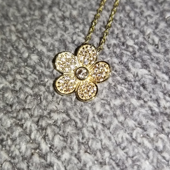 Daisy Necklace Solid 925 SS Gold Plated - Picture 11 of 13